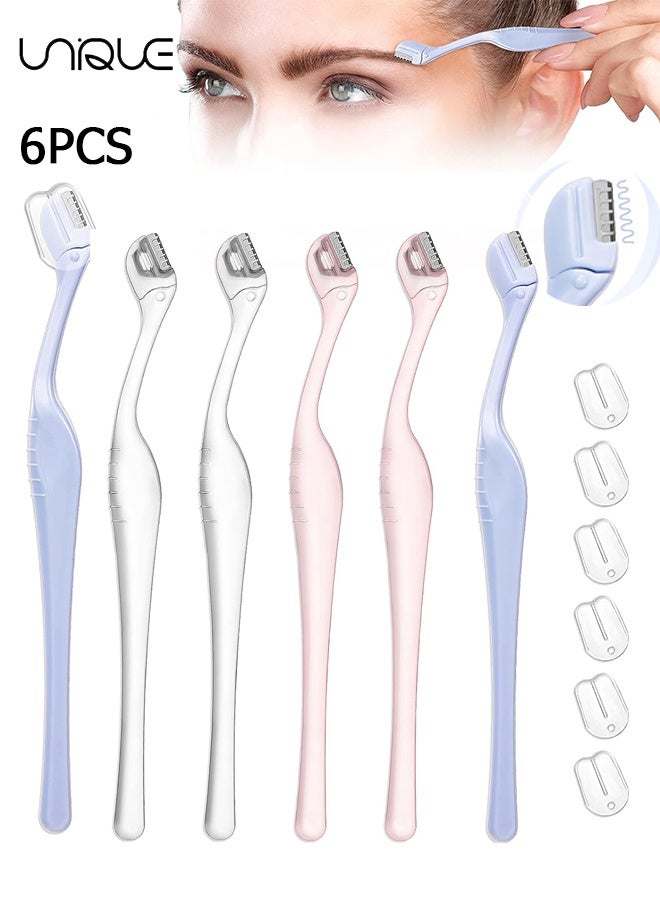 Unique 6 PCS Eyebrow Razor - 3 Colors - Portable Min Eyebrow Razors, Ultra Thin Foil Safety Design Shaving Removal Tool with Precision Cover - Image 1
